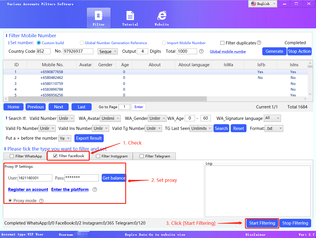 Various Accounts Filters