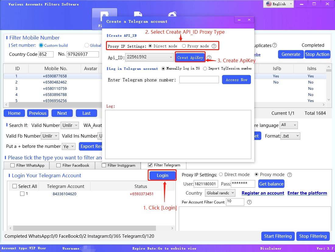 Various Accounts Filters