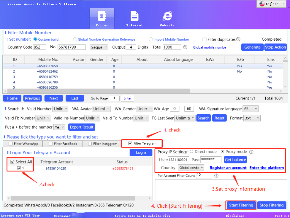 Various Accounts Filters