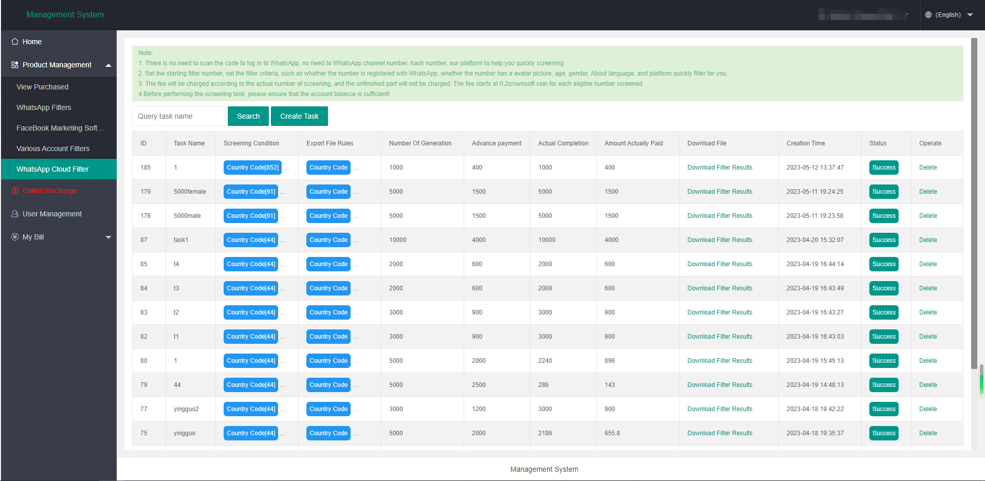 WhatsApp cloud filter, no WhatsApp account required, one-click access to 10W+ data