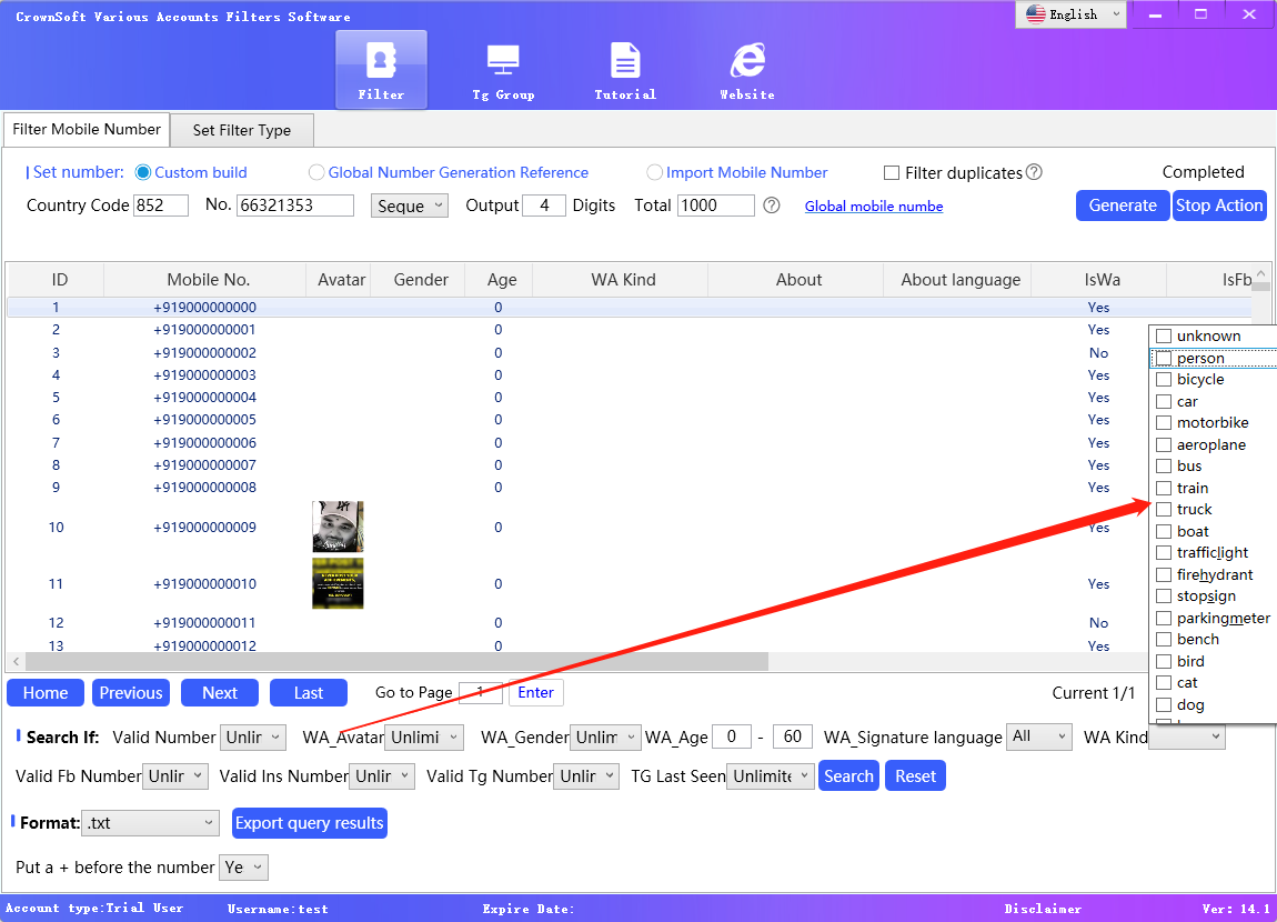 CrownSoft Various Accounts Filters WhatsApp filters updated to identify avatar item types!