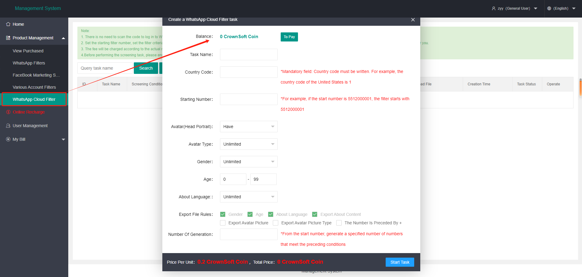 CrownSoft WhatsApp Cloud Filter