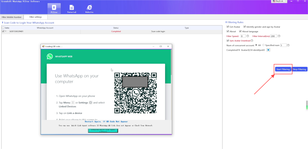 WhatsApp Filtering Software