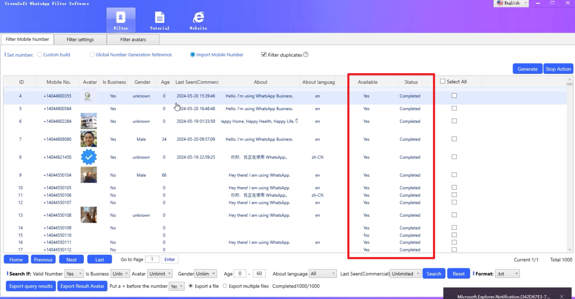 WhatsApp Active Number Filtering Software